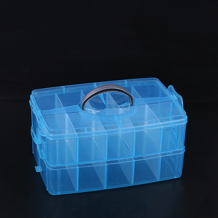 Large two-storey 20-cell detachable storage box Jewelry transparent electronic accessories button beaded rectangular plastic box Application Scenario