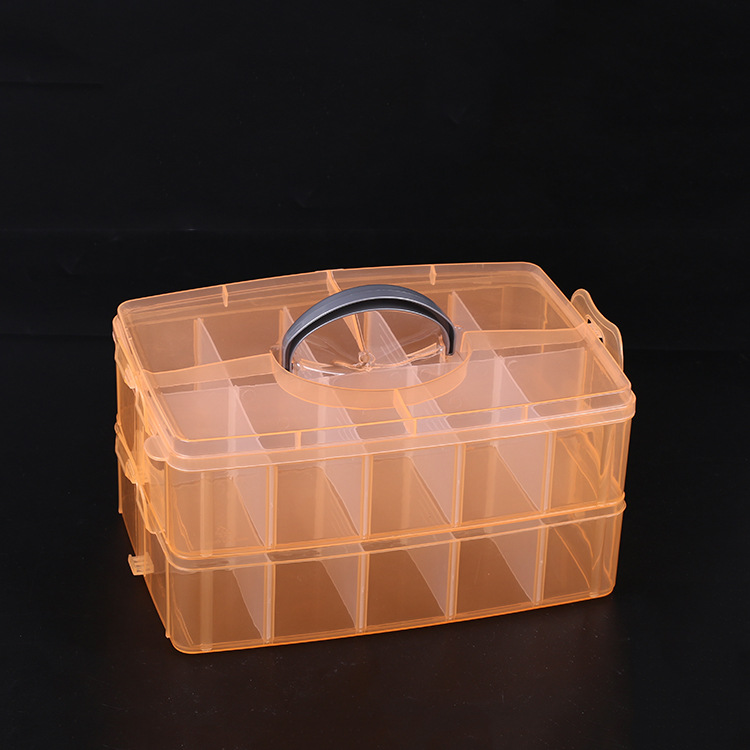 Large two-storey 20-cell detachable storage box Jewelry transparent electronic accessories button beaded rectangular plastic box details Picture