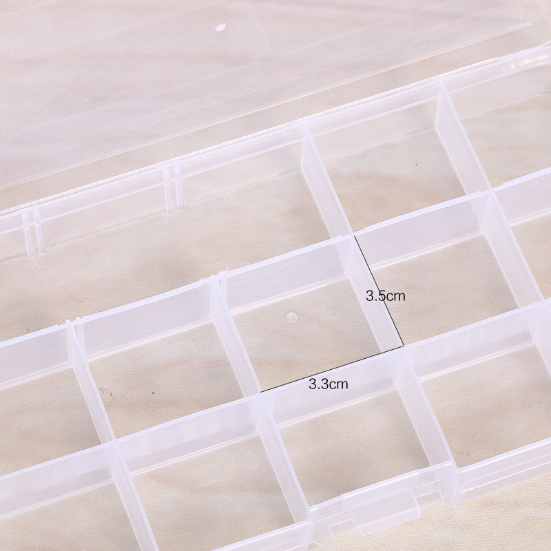 One-piece 15-cell buckle insert 2-piece storage box Jewelry box accessories Buttons beaded rectangular plastic box details Picture