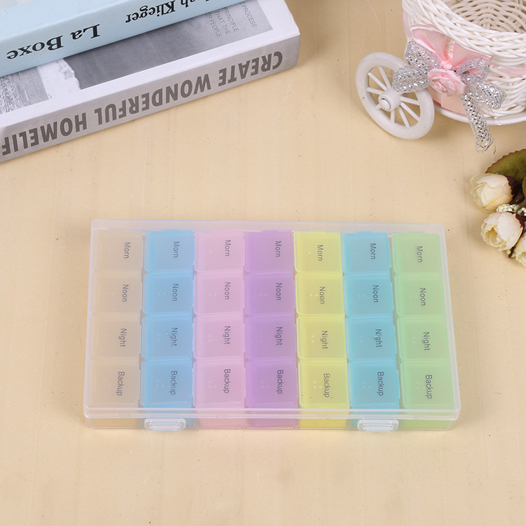 Colorful 28 boxes of medicine jewelry transparent loose beads electronic accessories buttons beaded rectangular plastic box Application Scenario