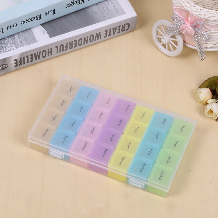 Colorful 28 boxes of medicine jewelry transparent loose beads electronic accessories buttons beaded rectangular plastic box Specification drawing