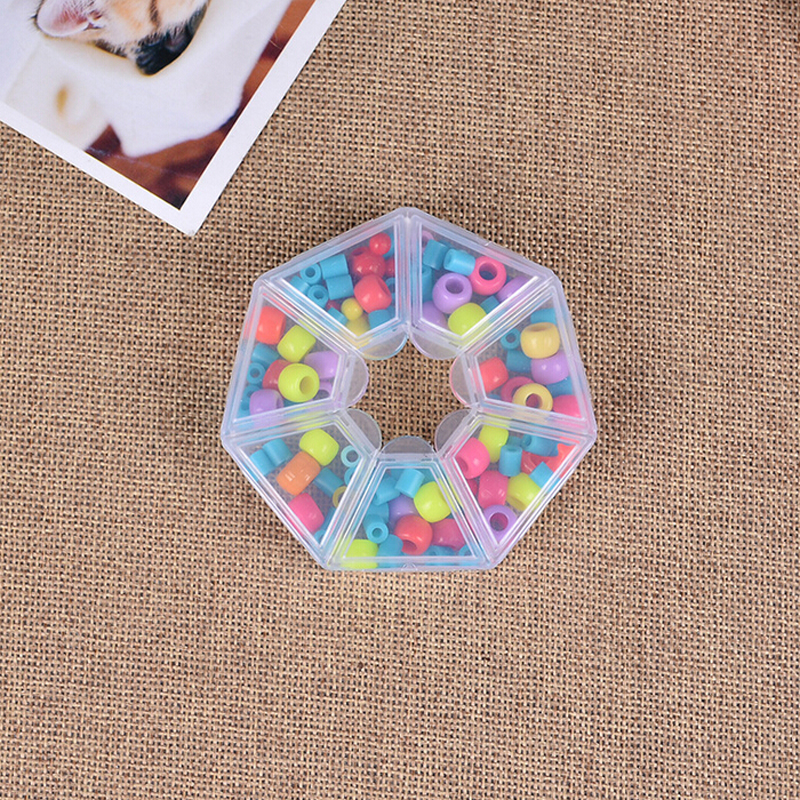 The new hot-selling seven-cell pill box mini portable storage box is divided into a circle Specification drawing