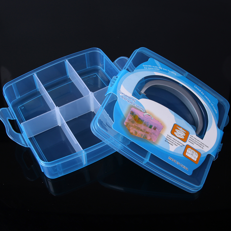 New small three-layer 6-cell storage box jewelry parts box beaded finishing box Specification drawing