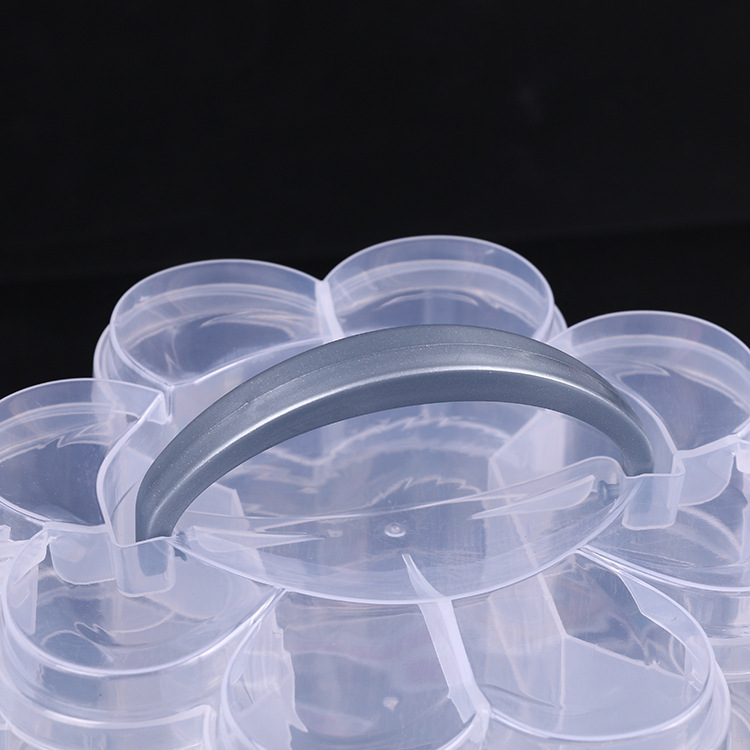 Plum blossom three-layer fixed storage box Jewelry accessories buttons beaded round plastic box tool box Makeup box Application Scenario