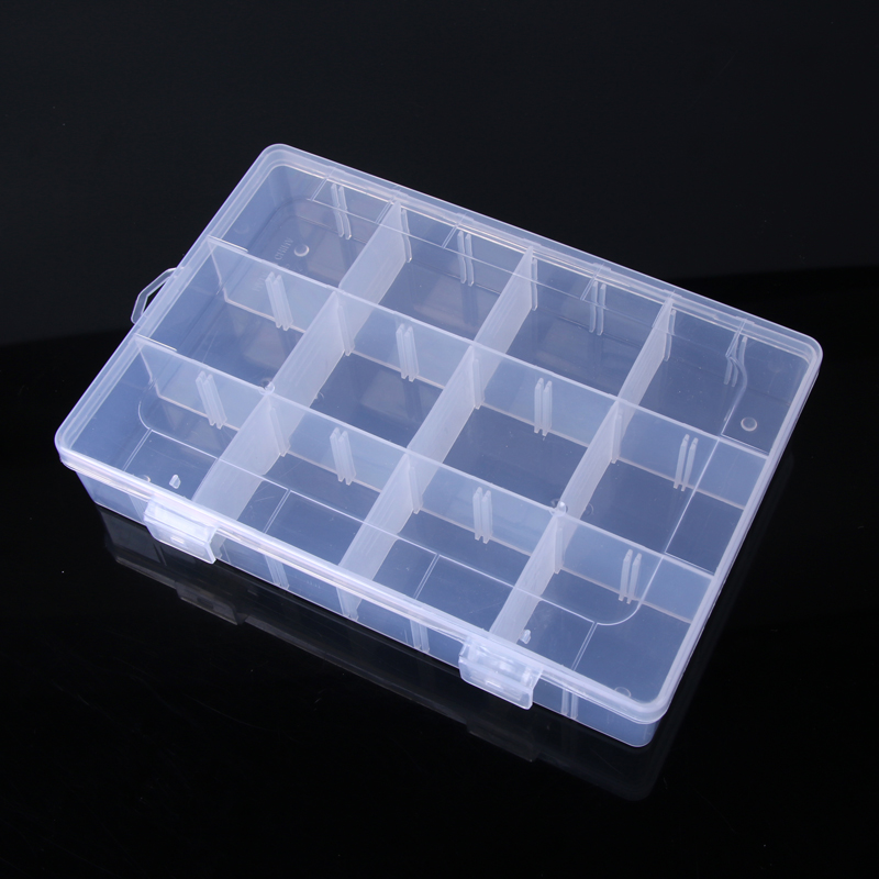 12-panel transparent storage box Jewelry box Drill box Nail box Detachable pill box Specification drawing