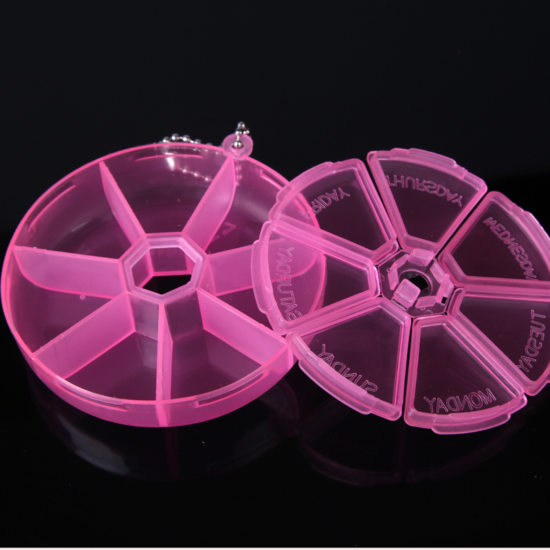 Home accessories round 7 grid storage jewelry transparent plastic box storage box medicine box Specification drawing
