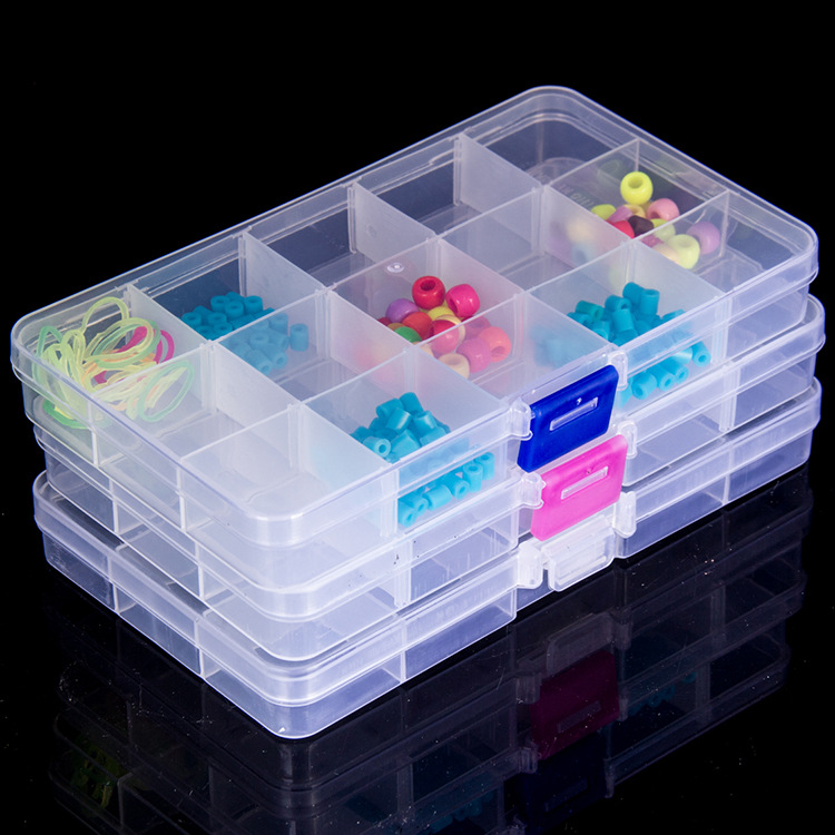 Yiwu daily necessities 15 removable portable transparent sealed medicine box jewelry jewelry storage box Specification drawing