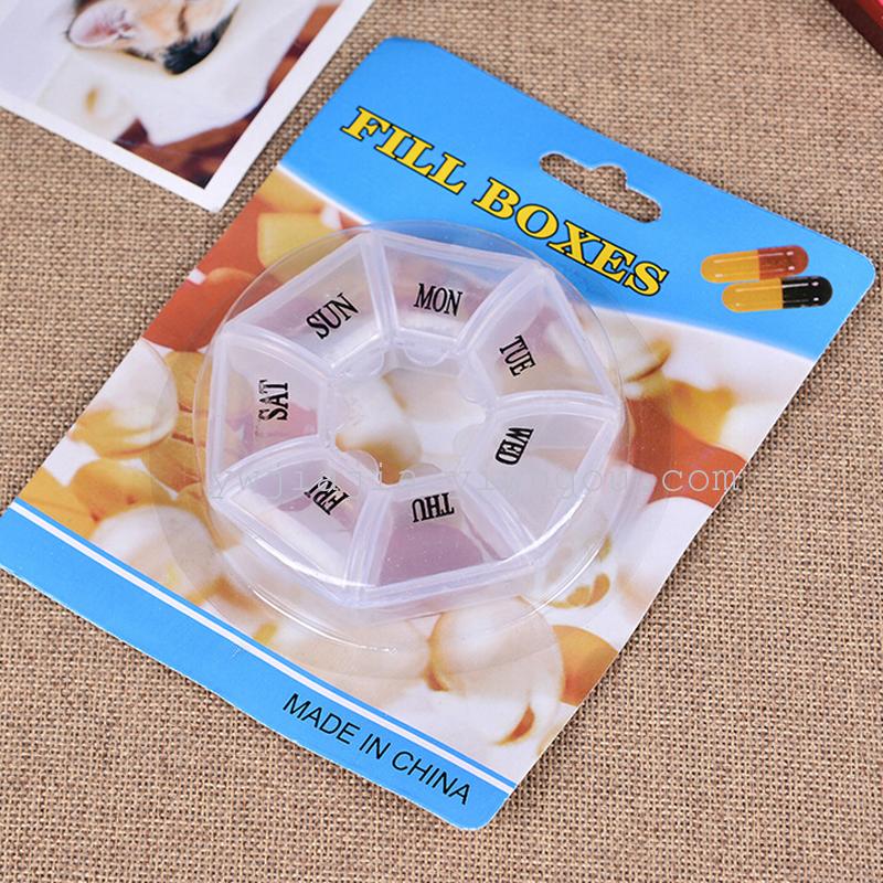 Octagon 7 grid suction card portable weekly pill box reminder jewelry box home storage box Application Scenario