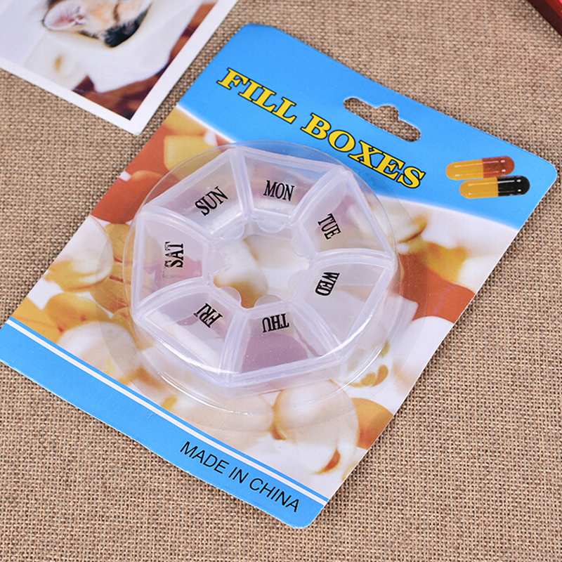 Octagon 7 grid suction card portable weekly pill box reminder jewelry box home storage box details Picture