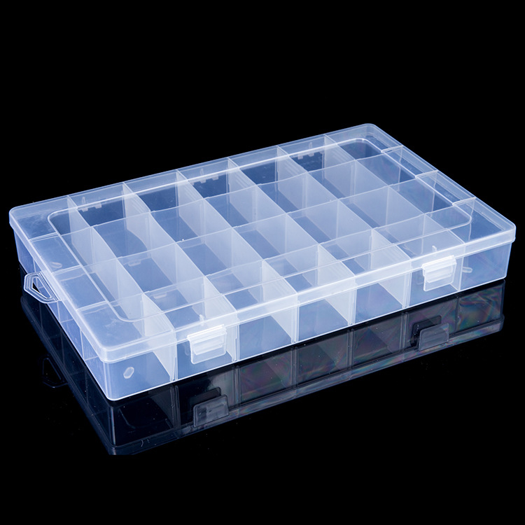 Yiwu daily necessities large 28 fixed transparent plastic finishing storage box storage jewelry medicine drill box full figure