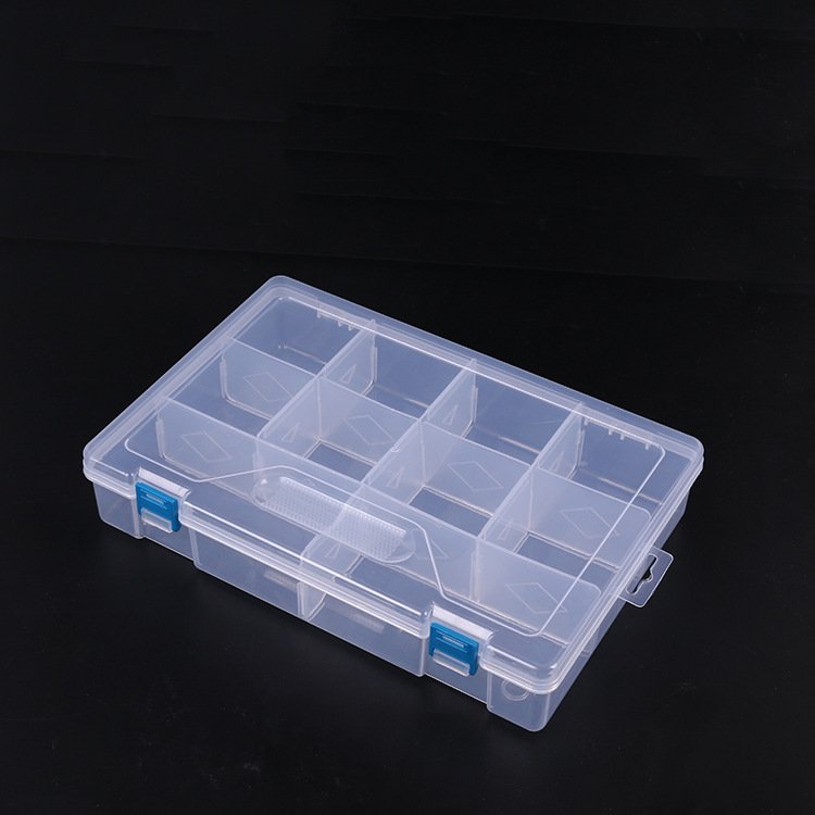 Detachable double button ten large medical box storage box Jewelry transparent accessories button beaded rectangular plastic box details Picture