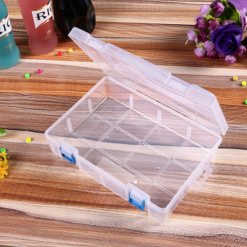 Double buckle transparent plastic storage box head jewelry toy band hairpin bead classification Specification drawing