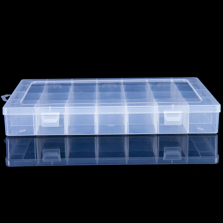 Yiwu daily necessities large 28 fixed transparent plastic finishing storage box storage jewelry medicine drill box details Picture