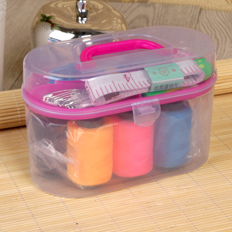 Sewing box medium box Transparent storage box Sewing box Jewelry box portable empty box full figure