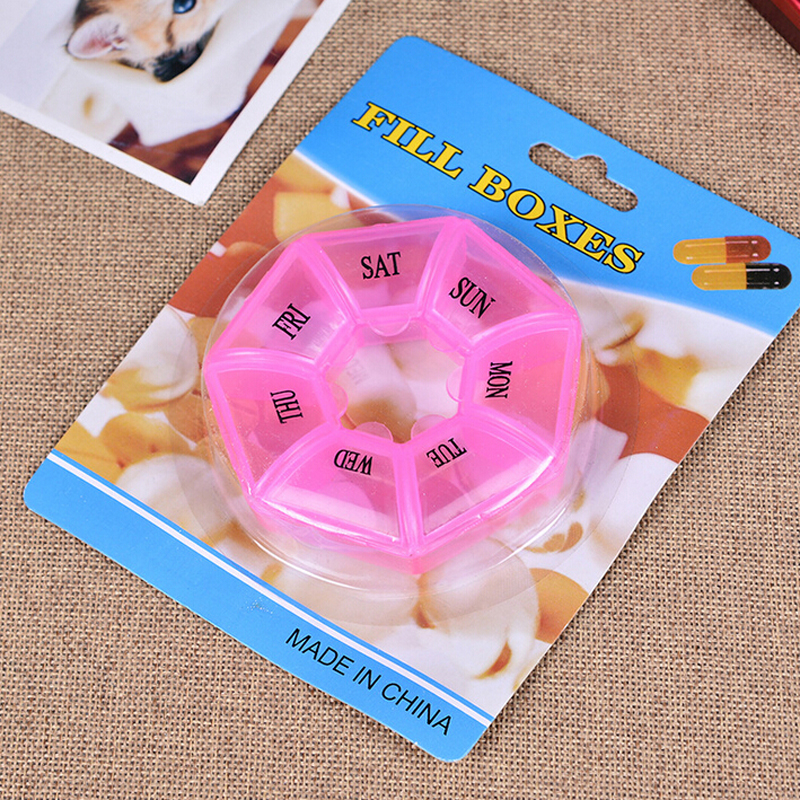 Octagon 7 grid suction card portable weekly pill box reminder jewelry box home storage box Specification drawing