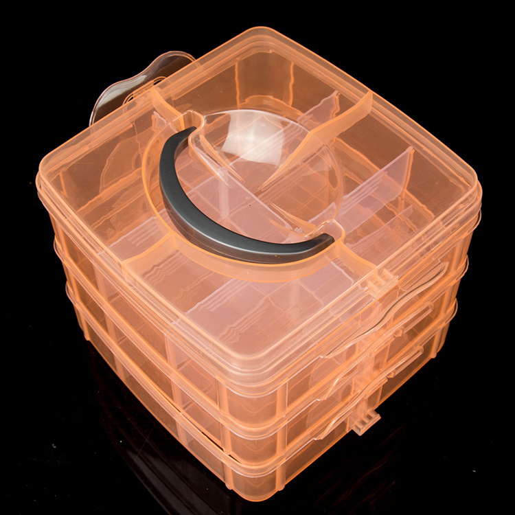 Yiwu new small three-layer 6-cell storage box jewelry parts box beaded finishing box daily necessities Specification drawing