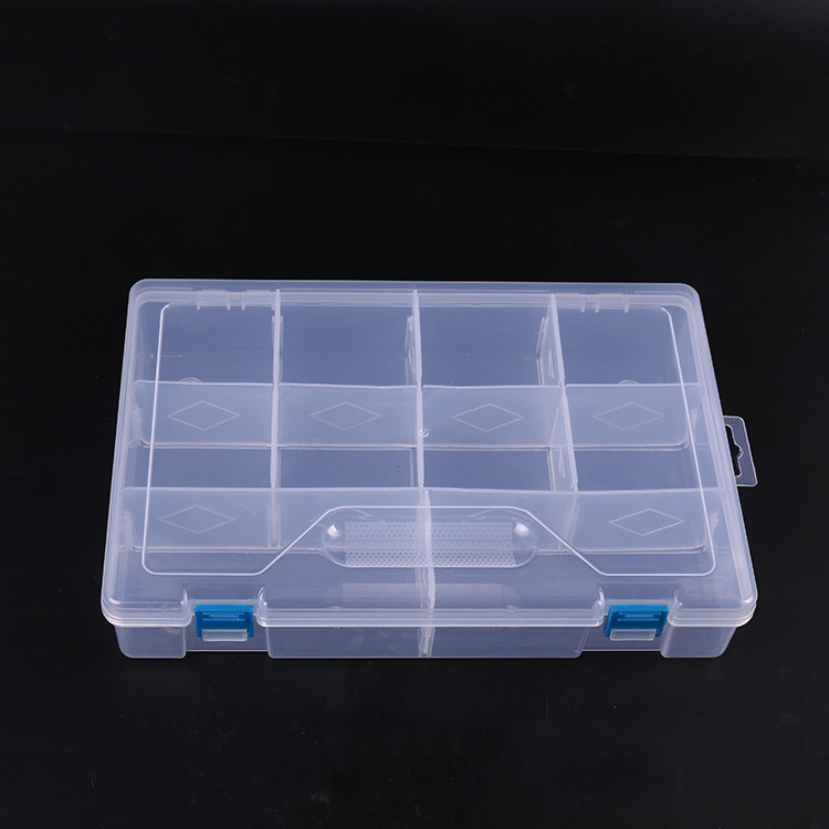 Detachable double button ten large medical box storage box Jewelry transparent accessories button beaded rectangular plastic box full figure
