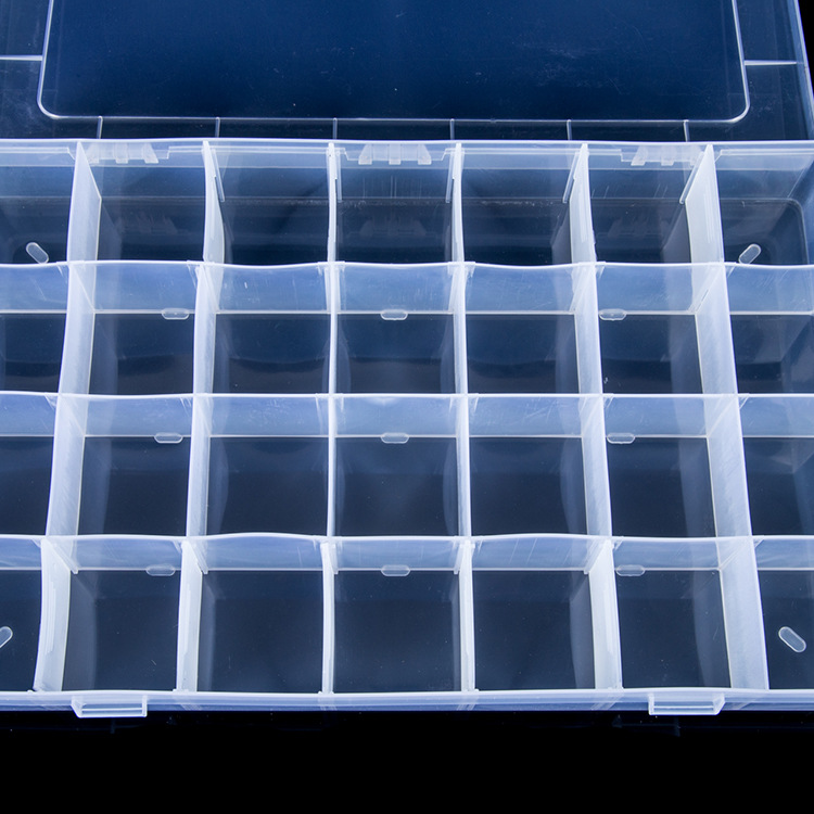 Yiwu daily necessities large 28 fixed transparent plastic finishing storage box storage jewelry medicine drill box Specification drawing