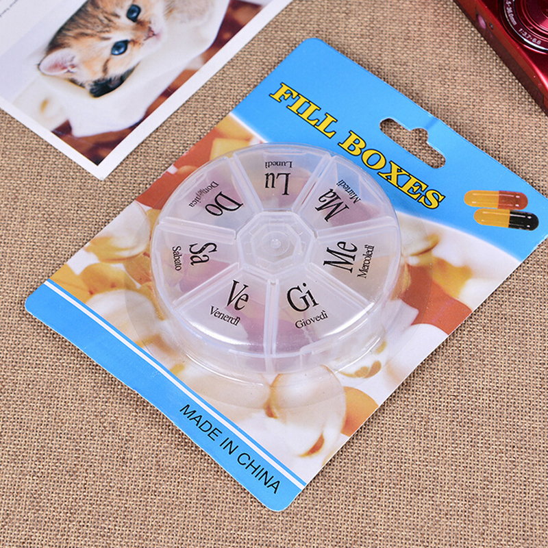 Hot round 7 cell suction card jewelry category box printing pill box travel portable storage box full figure