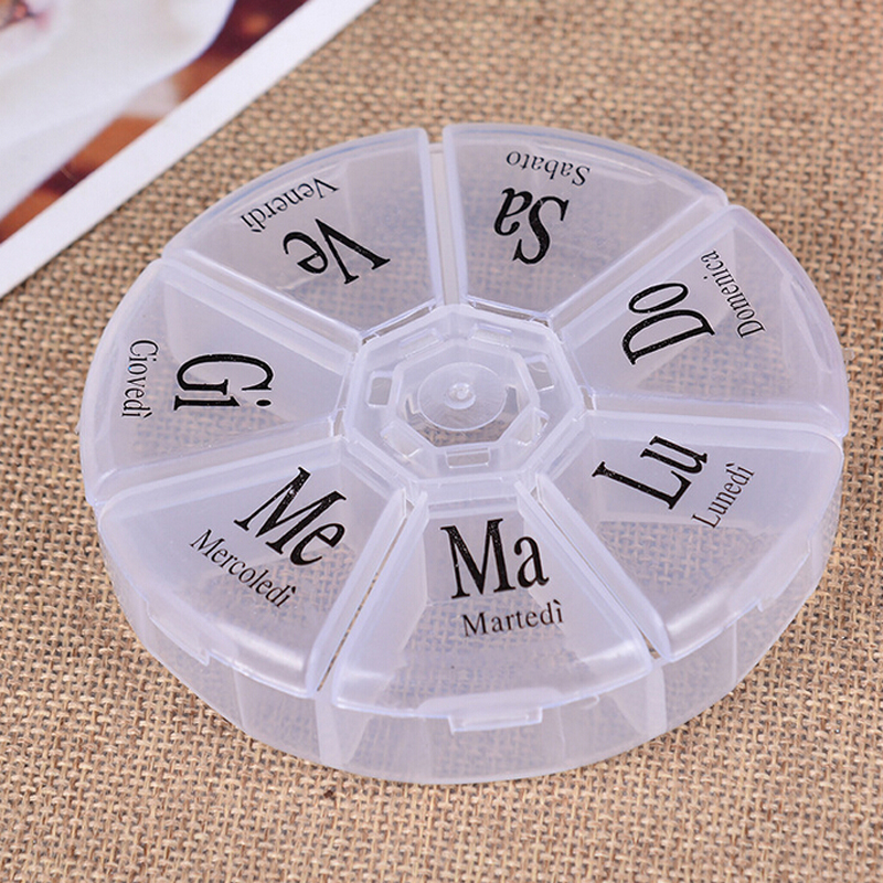 Hot round 7 cell suction card jewelry category box printing pill box travel portable storage box Application Scenario
