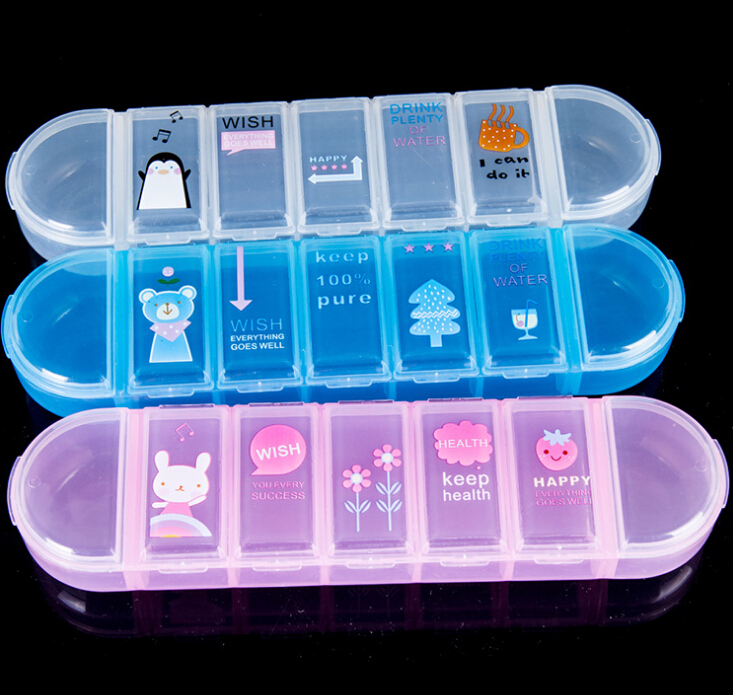 Jewelry storage 7 transparent transparent plastic storage box Jewelry box oval pill box Specification drawing