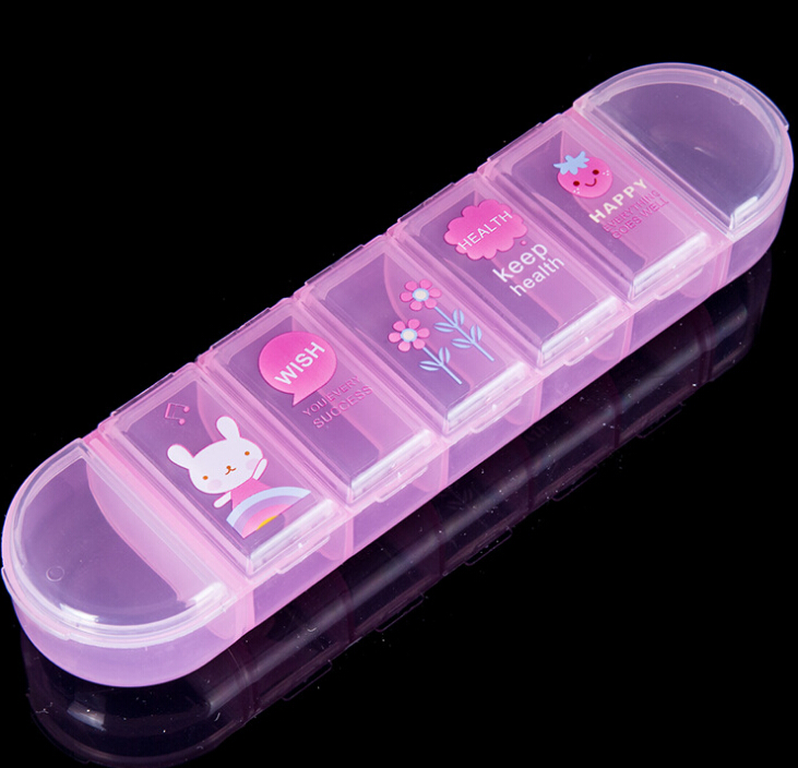 Jewelry storage 7 transparent transparent plastic storage box Jewelry box oval pill box full figure