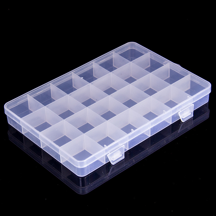 24 cell storage box Household items transparent lattice plastic can not break accessories organizer box Specification drawing