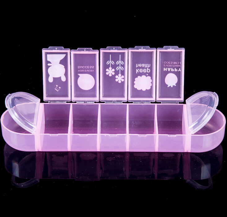 Jewelry storage 7 transparent transparent plastic storage box Jewelry box oval pill box details Picture