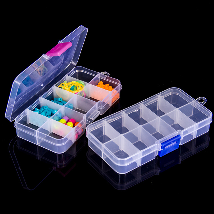 Yiwu daily necessities 10 multi-purpose can be split pp box multi-cell transparent storage box small objects jewelry box details Picture