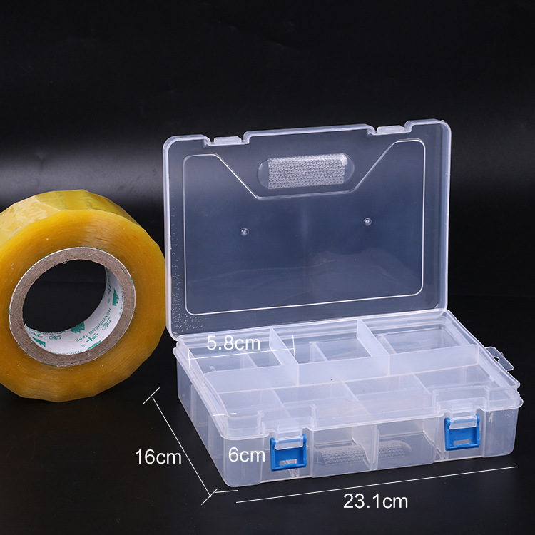 Double-button 16-cell double-layer storage box Jewelry box transparent loose beads electronic accessories button beaded plastic box full figure
