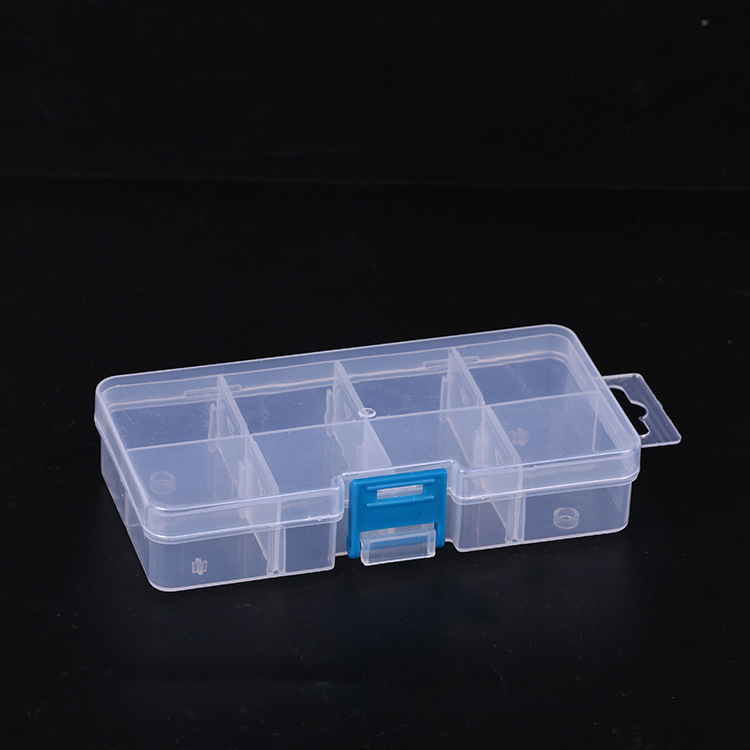 Wholesale single button small 8 grid transparent plastic storage box fish hook storage box pill box leather ring box detachable factory direct sales details Picture
