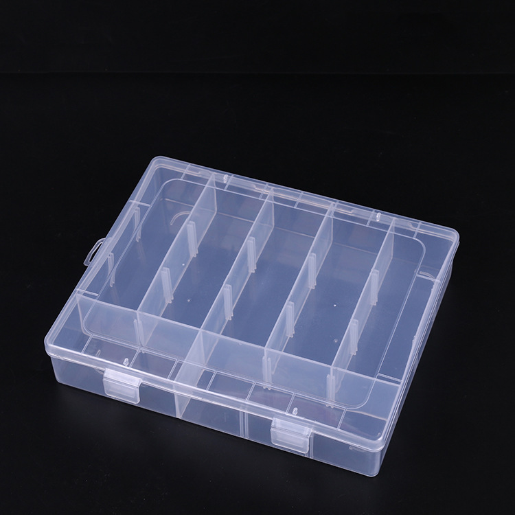 Large seven lattice jewelry transparent loose beads Electronic accessories buttons beaded rectangular plastic box Specification drawing