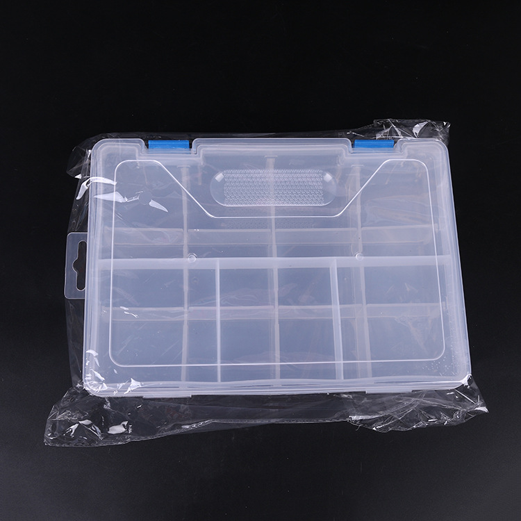 Double-button 16-cell double-layer storage box Jewelry box transparent loose beads electronic accessories button beaded plastic box details Picture