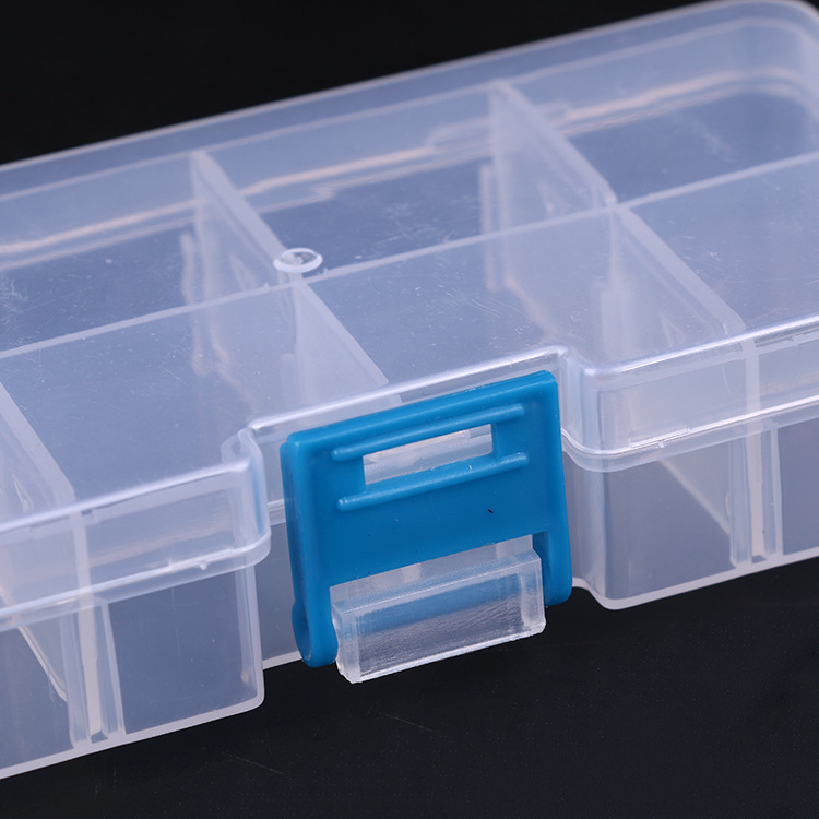 Wholesale single button small 8 grid transparent plastic storage box fish hook storage box pill box leather ring box detachable factory direct sales Application Scenario