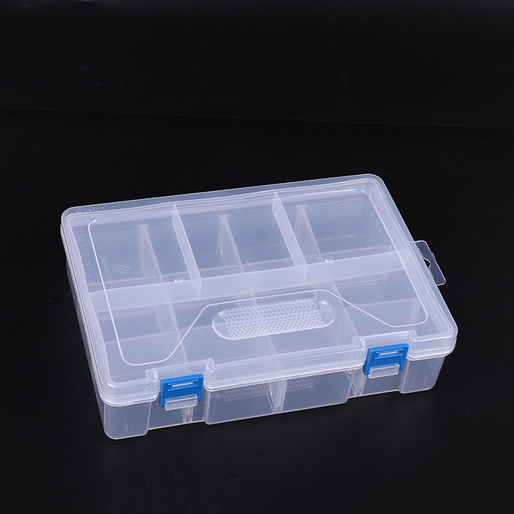 Double-button 16-cell double-layer storage box Jewelry box transparent loose beads electronic accessories button beaded plastic box Specification drawing
