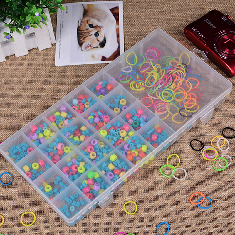 20+1 lattice transparent plastic storage box Leather band hairpin beaded sorting tool box details Picture
