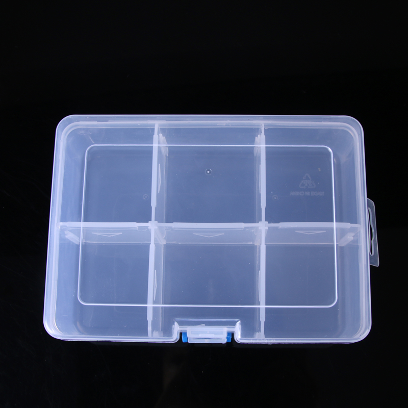 Large 6-cell transparent plastic box beaded box Organizing jewelry storage box