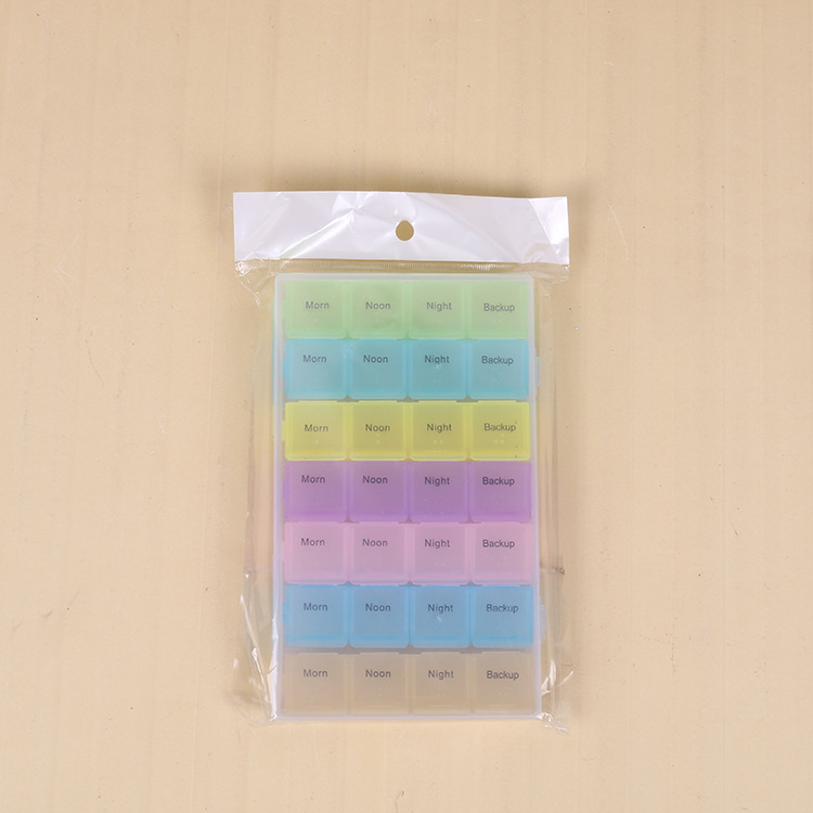 Colorful 28 boxes of medicine jewelry transparent loose beads electronic accessories buttons beaded rectangular plastic box