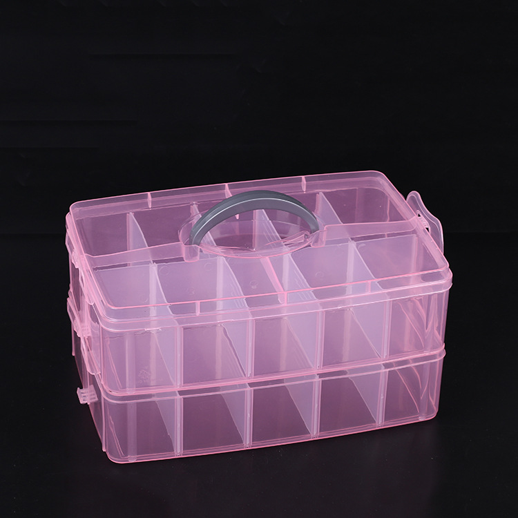 Large two-storey 20-cell detachable storage box Jewelry transparent electronic accessories button beaded rectangular plastic box