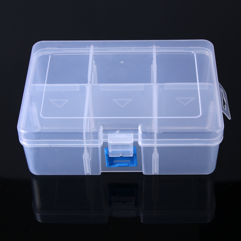 Large 6-cell transparent plastic box beaded box Organizing jewelry storage box