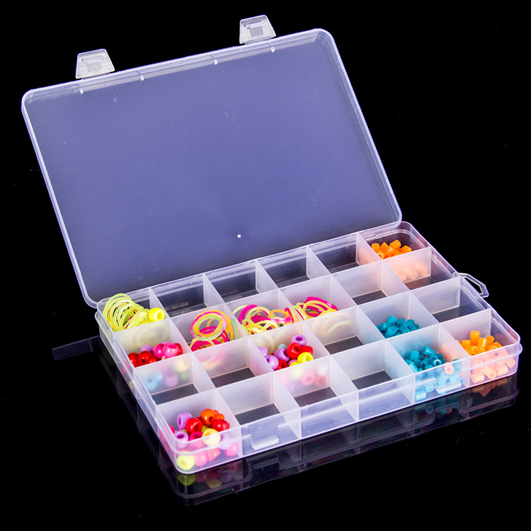 24 cell storage box Household items transparent lattice plastic can not break accessories organizer box