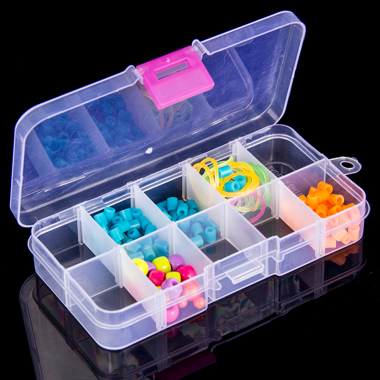 Yiwu daily necessities 10 multi-purpose can be split pp box multi-cell transparent storage box small objects jewelry box